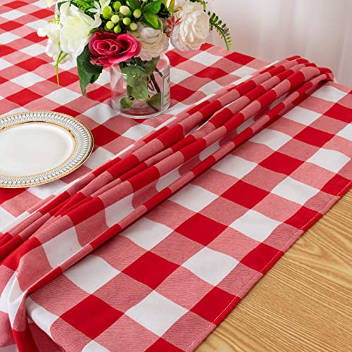 ShinyBeauty Checked Tablecloth Rectangle 54x80-Inch Red and White Buffalo Plaid Tablecloths Cotton Table Cover Gingham Table Cloths for Dining Rustic Lattice Tablecloth Buffalo Check Table Cloth - color: Red & White, size: 80" x 54" (Rectangular)