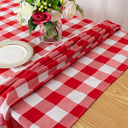 ShinyBeauty Checked Tablecloth Rectangle 54x80-Inch Red and White Buffalo Plaid Tablecloths Cotton Table Cover Gingham Table Cloths for Dining Rustic Lattice Tablecloth Buffalo Check Table Cloth - color: Red & White, size: 80" x 54" (Rectangular)