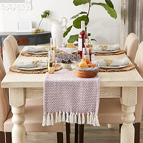 DII Woven Basics Collection 100% Cotton Knit Table Runner, 15x72, Pale Mauve - color: Pale Mauve, size: 15x72"