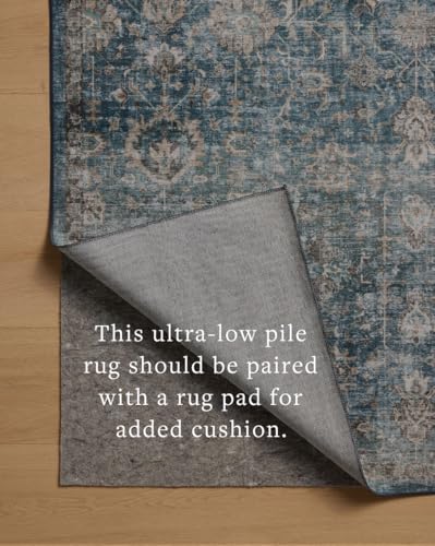 Loloi Anniston Lagoon/Natural 2'-3" x 3'-9" Accent Rug | ANS-02 Machine Washable Printed Approx. 2x4 Blue Entryway Kitchen, Traditional, Distressed, Accent Rug - color: Lagoon / Natural, size: 2'3" x 3'9" (Rectangular)