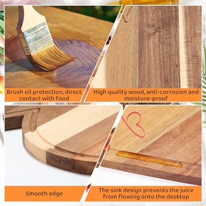 Patelai Heart Wood Cutting Charcuterie Board Wedding Bridal Shower Gifts Acacia Wood Cutting Board with Spoon and Fork for Couples Husband Wife, Newlywed Mr and Mrs - style: heart