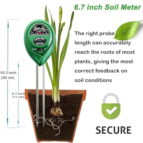 Soil pH Meter, MS02 3-in-1 Soil Moisture/Light/pH Tester Gardening Tool Kits for Plant Care, Great for Garden, Lawn, Farm, Indoor & Outdoor Use (Green)