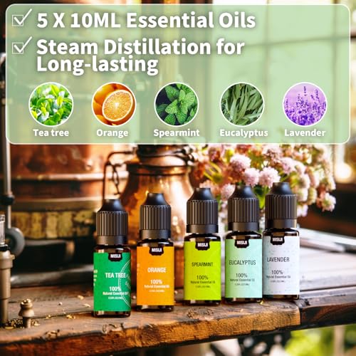 Essential Oils for Diffuser for Home, Top 5 Aromatherapy Oils,Candle&Soap Making,10ml（Orange, Lavender, Peppermint, Eucalyptus, Tea Tree） - color: White