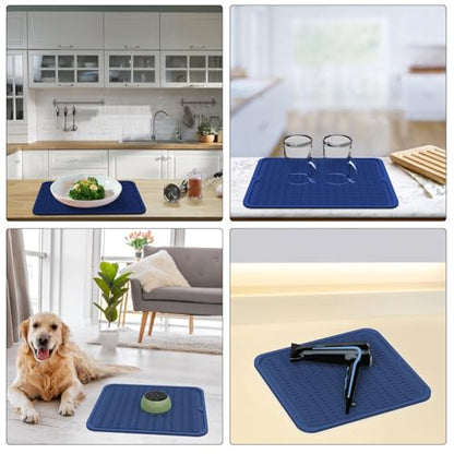 ZLR 4-in-1 Silicone Mat: Air Fryer & Coffee Maker, 12"x12", Midnight Blue | Dish Drying Mat, Heat-Resistant Trivet to 450°F, Appliance Non-Slip Base, Food-Grade, Dishwasher Safe, Rolls Up - color: Midnight Blue, size: 12" x 12"