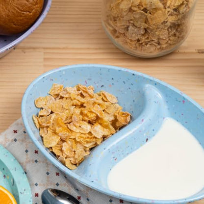 Confetti Divided Bowl Set of 2, 100% Melamine BPA-Free Stackable Unbreakable Bowls with Two Compartments, Ideal for Snacks, Chips & Dips, Cereal, Dishwasher-Safe Color: Blue - color: Confetti Blue