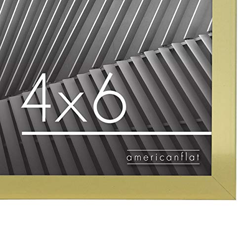 Americanflat 4x6 Picture Frame with Shatter-Resistant Glass - Streamline Collection - Thin Border Photo Frame for Tabletop and Wall Display - Hanging Hardware and Easel Stand Included - Gold | Shatter-resistant glass, wall or tabletop display with include