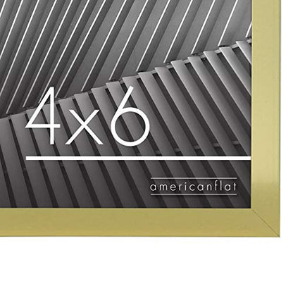 Americanflat 4x6 Picture Frame with Shatter-Resistant Glass - Streamline Collection - Thin Border Photo Frame for Tabletop and Wall Display - Hanging Hardware and Easel Stand Included - Gold | Shatter-resistant glass, wall or tabletop display with include