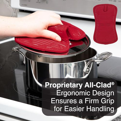 All-Clad Premium Pot Holder & Heating Pad, (1-Pack) Heat Resistant to 500 Degrees, 100% Cotton 10"x6.25" for Kitchen and Barbeque, Chili Red - color: Chili, size: 1 Pack