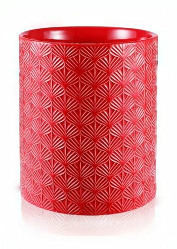 Ceramic Utensils Holder，Extra Large Stable Ceramic Cooking Tool Organizer Set for Kitchen，For Countertop ,Red - color: Red
