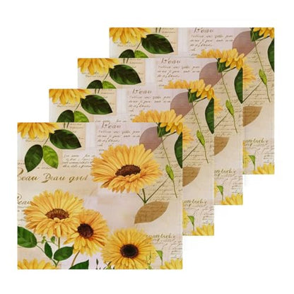 Sunflower Washcloths Set of 2, Highly Absorbent Soft Cotton Fingertip Towels for Bathroom, Kitchen, Gym, Spa, Home Decor 12 x 12 Inch