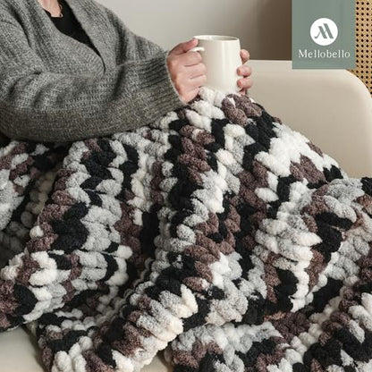 Jumbo Chunky Yarn for Hand Knitting - Super Thick Chenille Chunky Yarn for Crocheting - Extra Soft Bulky Fluffy Blanket Big Yarns 8 Jumbo Pack (27yds,8 oz Each Skein) - color: Urban Ash