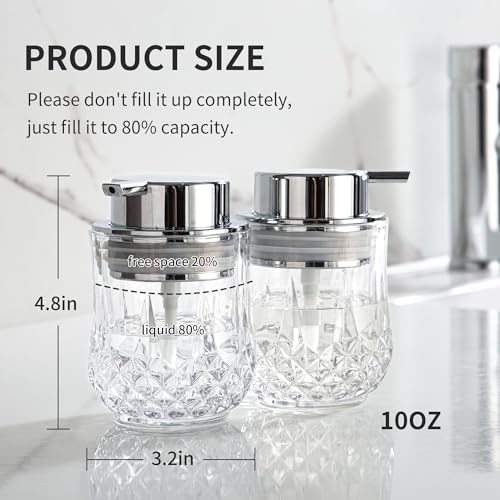 Enra Glass Soap Dispenser Set, 2 Pack Liquid Soap Dispenser Silver Pump | Clear Glass Bottles with Refillable Design and Durable Pumps.Perfect for Sinks,Countertops,Bathrooms and Kitchen Spaces. - color: Clear-silver Liquid-2pack
