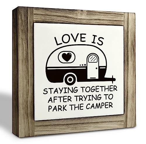 Camping Decor for Camper Wooden Sign, Funny Camper Signs, Camping Decor Plaque, Happy Camper Wall Decor for RV Home Farmhouse Desk Shelf - color: Summer Sign 06