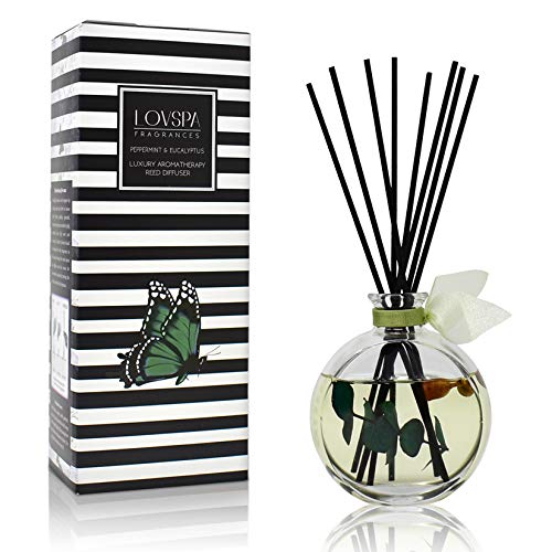 Reed Diffuser Set, Unwind Eucalyptus & Mint Scented Oil Diffuser with Sticks, Home Fragrance Accessories for Bathroom Shelf Decor, Aroma Diffusers for Home or Office Desk, USA Made - color: Unwind Eucalyptus & Mint, size: Infinity/4.5 oz