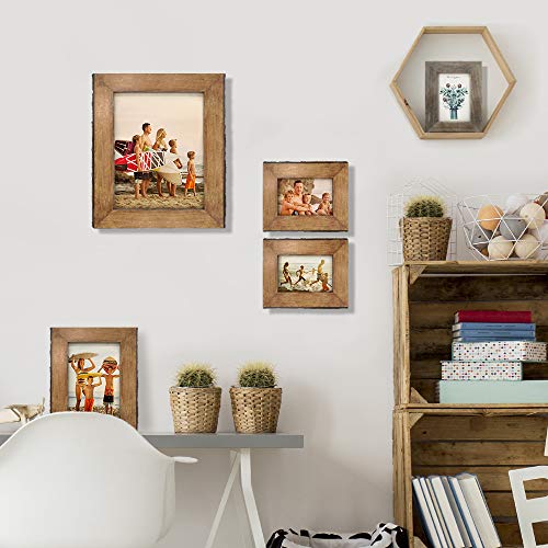 IKEREE 8x10 Picture Frames with Bark Edges, Rustic Wood Photo Frame for Tabletop or Wall Display, Natural Brown. - size: 8x10 inch