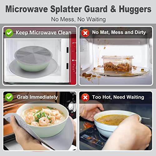 Pack 2,KooMall 12 10 8 Inch Multi-use Microwave Mat, Trivet, Pot Holders, Drying, Baking, Place Mat, Utensils Rest, Silicone Cover Pad for Hot Pot Pan,Plates Dishes Kitchen Counter,Heat Resistant,Gray - color: 2pack 12+10+8 Gray