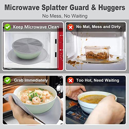 Pack 2,KooMall 12 10 8 Inch Multi-use Microwave Mat, Trivet, Pot Holders, Drying, Baking, Place Mat, Utensils Rest, Silicone Cover Pad for Hot Pot Pan,Plates Dishes Kitchen Counter,Heat Resistant,Gray - color: 2pack 12+10+8 Gray