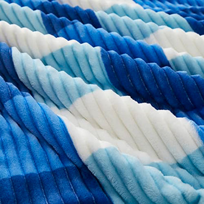 PU MEI Sherpa Blanket Twin Plaid Thick Bed Blanket, 60”*80” Super Soft Flannel Fuzzy Fleece Reversible Velvet Plush Warm Blanket for Couch (Blue Check, 60"*80") - color: Blue Check, size: 60"*80"