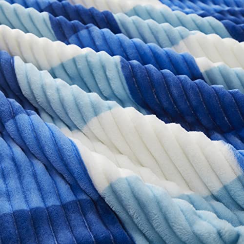 PU MEI Sherpa Blanket Twin Plaid Thick Bed Blanket, 90”*80” Super Soft Flannel Fuzzy Fleece Reversible Velvet Plush Warm Blanket for Couch(Blue Check, 80"*90") - color: Blue Check, size: 80"*90"