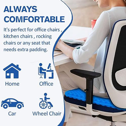 Egg Gel Seat Cushion, Breathable Gel Cushion Chair Pads with Non-Slip Cover for Home Office Car Wheelchair, Honeycomb Design Egg Seat Cushion As Seen On TV - color: Blue, size: 16 x 14 x 1.65 inch