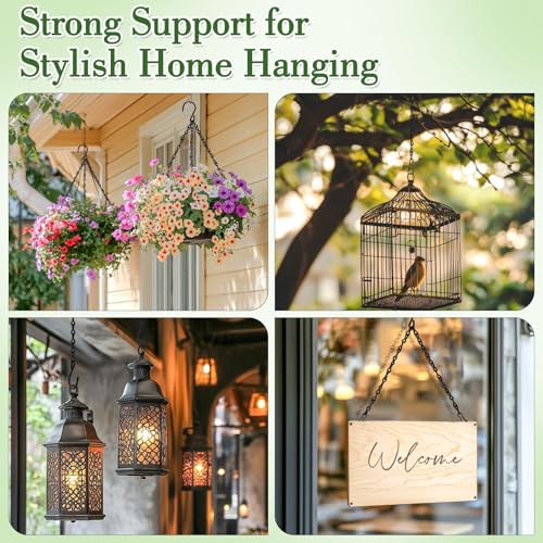 RAINFLOW 15PCS Hanging Plant Chain - Heavy Duty Hanging Basket Chain | Black Metal Chains for Hanging Plants, Birdbaths, Bird Feeders, Lanterns, Baskets, Indoor Outdoor Garden Decor