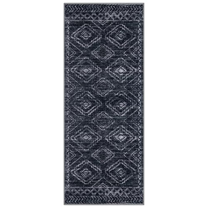 KILOCOCO Washable Runner Rug 2x5 ft Hallway Runners, Blue-Black | Non Slip Runner Rug, Printed Kitchen Runner Rug, Low-Pile Entryway Runners, Soft Geometric Rugs for Bedroom Hall Living Room - color: Black/Navy/White, size: 2' x 5' (Runner)
