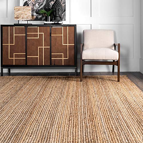 Nuloom Rigo Handmade, Natural, 8'6" x 11'6", Hand Woven, Farmhouse, Jute, Soft and Textured, High Traffic, Stain Resistant, Easy Clean, Durable Area Rug for Bedroom, Living Room, Dining, Den, Foyer - color: Natural, size: 8'6" x 11'6" (Rectangular)