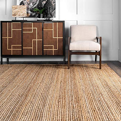 Nuloom Rigo Handmade, Natural, 8'6" x 11'6", Hand Woven, Farmhouse, Jute, Soft and Textured, High Traffic, Stain Resistant, Easy Clean, Durable Area Rug for Bedroom, Living Room, Dining, Den, Foyer - color: Natural, size: 8'6" x 11'6" (Rectangular)
