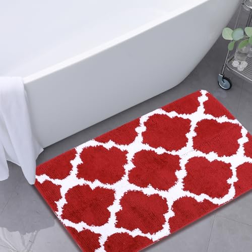 Red Bath Rug Mat Soft,Nonslip Floor Doormat,20"x32" | Small Area Rug,Rubber Backed,microfiber,Absorbent,Machine Washable,Bathroom,Entryway,Kitchen,Hallway - color: Red3