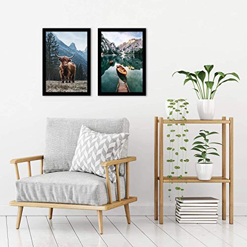 Americanflat 12x18 Poster Frame with Shatter-Resistant Glass - Set of 2 - Signature Collection - Gallery-Style Frames Made of Engineered Wood - Picture Frames for Wall Display - Black | Shatter-resistant glass, hangs vertical or horizontal, sawtooth hange