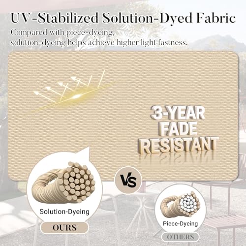 Basic Beyond Outdoor Cushions for Patio Furniture Waterproof Outdoor Chair Cushions Set of 4-19 x 19 x 3 Inch Thick Patio Chair Cushions with Adjustable Ties, Beige - color: Beige