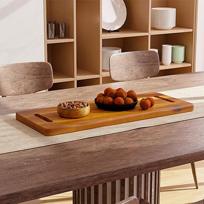 TIDITA 30" Large Acacia Wood Charcuterie Board, Built-in Handles, Raw Edge | Dual-sided Design, Extra Long Wooden Serving Cheese Boards, Rectangular Serving Platter for Meat Steak, Cracker Appetizers - color: Acacia, size: 30" x 9.8" x 1"