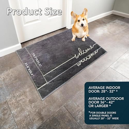 Washable Indoor Door Mat, 24"x36", Low-Profile Soft Surface Entrance Mat, Durable Stain & Fade Resistant, Non-Slip Absorbent Backing, Easy Clean Welcome Doormat for Home Indoor Entryway - size: 2' x 3' (Rectangular)