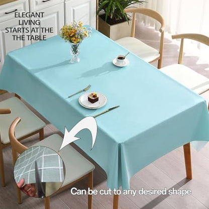 PVC Tablecloth Waterproof Rectangle Table Cloth, Oil Proof & 185°F Heat Resistant Wipeable Cover, Heavy Duty Non for Kitchen Dining Camping Festivities (70"x55") (Blue Water) - color: Blue Water