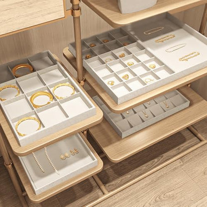 Oirlv Stockable 24 Grids Insert Jewelry Tray Pendant Earrings Storage Trays Showcase Display Organizer - size: 24 Insert Liner