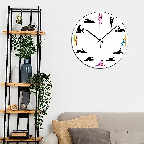 Valentine's Day Gift Wall Clock 10x10 Inch Bathroom PVC Wall Clocks Battery Operated Quartz Analog Quiet Modern Wall Hanging Round PVC Clock for Bedroom Laundry Room School - color: Style-6, size: 10x10in（black）