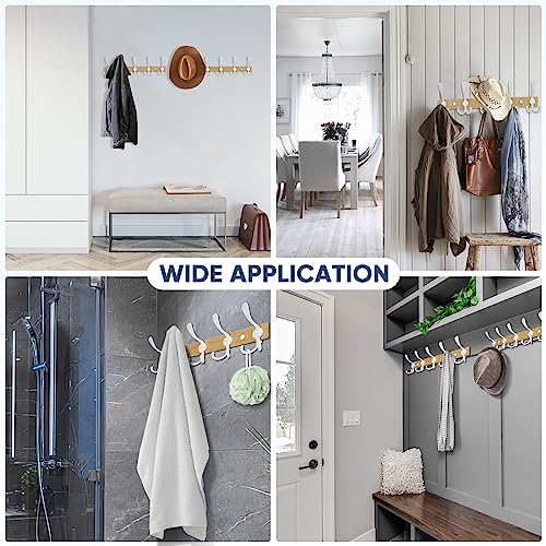 TICONN Wall Mounted Coat Rack, Five Heavy Duty Tri Hooks All Metal Construction for Jacket Coat Hat in Mudroom Entryway (Wood White, 1-Pack) - color: Wood White