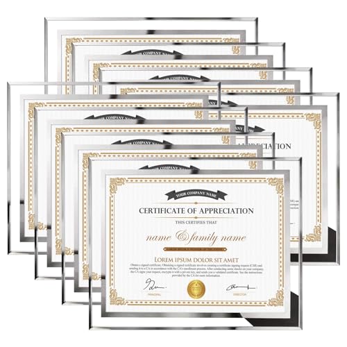 Hoikwo 8.5 by 11 Picture Frames, 8 Pack 8.5x11 Glass Picture Frames – For Small Business Licenses, School Certificates, Family Awards & Office Diplomas, Tabletop Display Only – Vertical or Horizontal - size: 8.5x11-8 Frames
