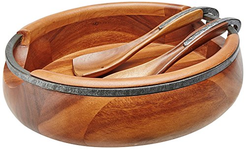 nambe Anvil Salad Bowl with Servers