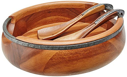 nambe Anvil Salad Bowl with Servers