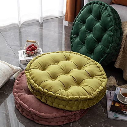 Coffee Velvet Floor Cushion Large 24" Round Seat Cushion Outdoor Patio Bench Chair Pads Thick Yoga Meditation Cushion with Handle - color: Coffee