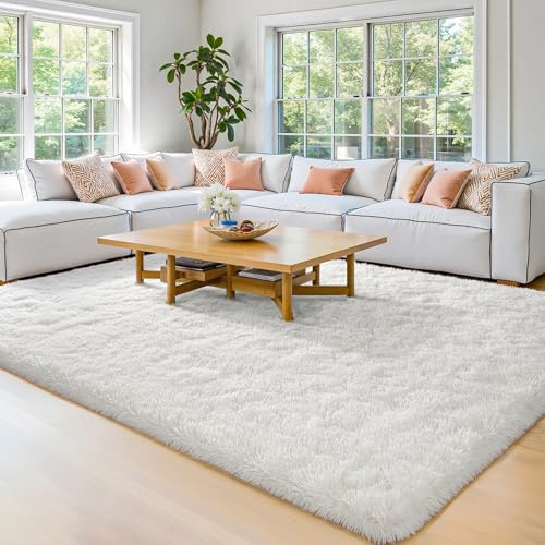 HOMORE 5x7 Area Rug for Living Room,Ivory Fluffy Rug for Bedroom Kids Dorm | Modern,Soft,Shaggy,Easy Clean Carpet for Boys Girls Room - color: Ivory, size: 5' x 7' (Rectangular)