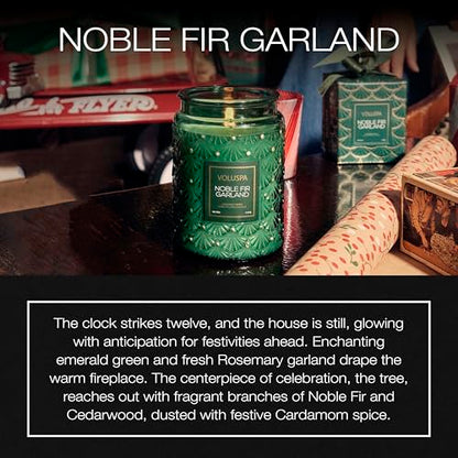 Voluspa Noble Fir Garland, Large Candle Jar, 18oz, Coconut Wax Blend, Scented Candles for Home, 100 Hour Burn Time, Poured in the USA - color: 16 - Noble Fir Garland