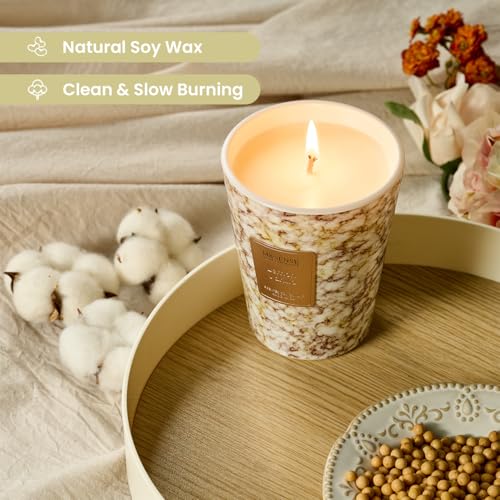 M&SENSE Lemon Vanilla Scented Soy Candle, 3 Wick Highly Scented 14.1 Oz 75H, Aromatherapy Christmas Gift for Women and Men - color: Sugared Lemon Zest, size: Medium
