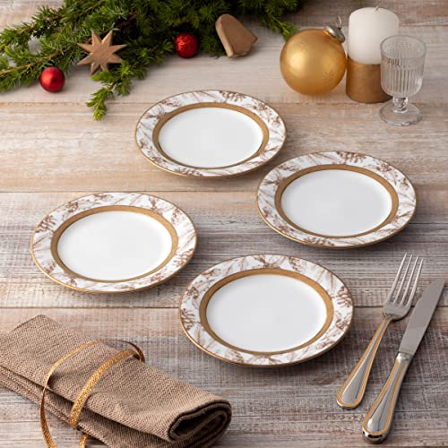 Noritake Charlotta Gold Set of 4 Holiday Harvest Appetizer Plates, 6-1/4"