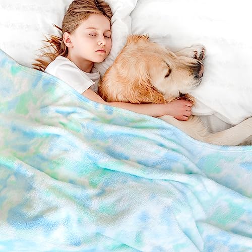 MUGD Soft Blankets Fuzzy Twin Bed Fleece Blanket Kids Warm Throw Blanket for Bed - color: Blue Green, size: Twin(60"x80"/ 150x200cm)