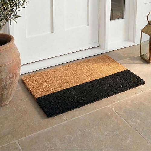Fab Habitat Modern Extra Thick Doormat - Handwoven, Durable - Natural Coir - Entryway, Front Door, Porch, Patio - Black Belt Black/Natural (18" x 30" Thick) - color: Black Belt, size: Large (18 x 30 inch) - Extra Thick