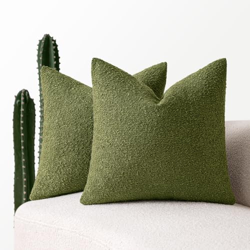 MIULEE 18x18 Pillow Insert Throw Pillow Insert 18x18 Inch Decorative Couch Pillow Covers Textured Boucle Accent Solid Throw Pillow Covers