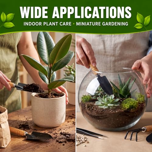 72 Pcs Mini Gardening Tools Kit with Small Trowel Mini Shovel & Hand Rake Rust Resistant Iron Succulent Tools with Wood Handle for Bonsai, Pot Plant, Seedlings, Herbs, Terrariums and Planting