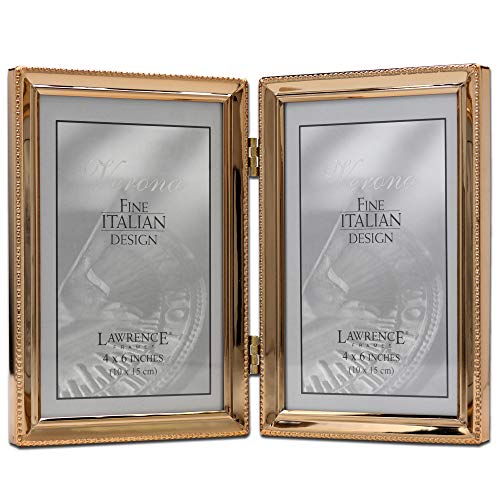 Lawrence Frames 11746D Classic Bead Picture Frame, 4x6 Double, Gold - color: Gold, size: 4x6 Double
